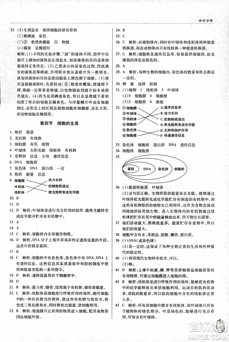 金博士2018年輕巧奪冠七年級(jí)生物上冊(cè)青島專(zhuān)用參考答案