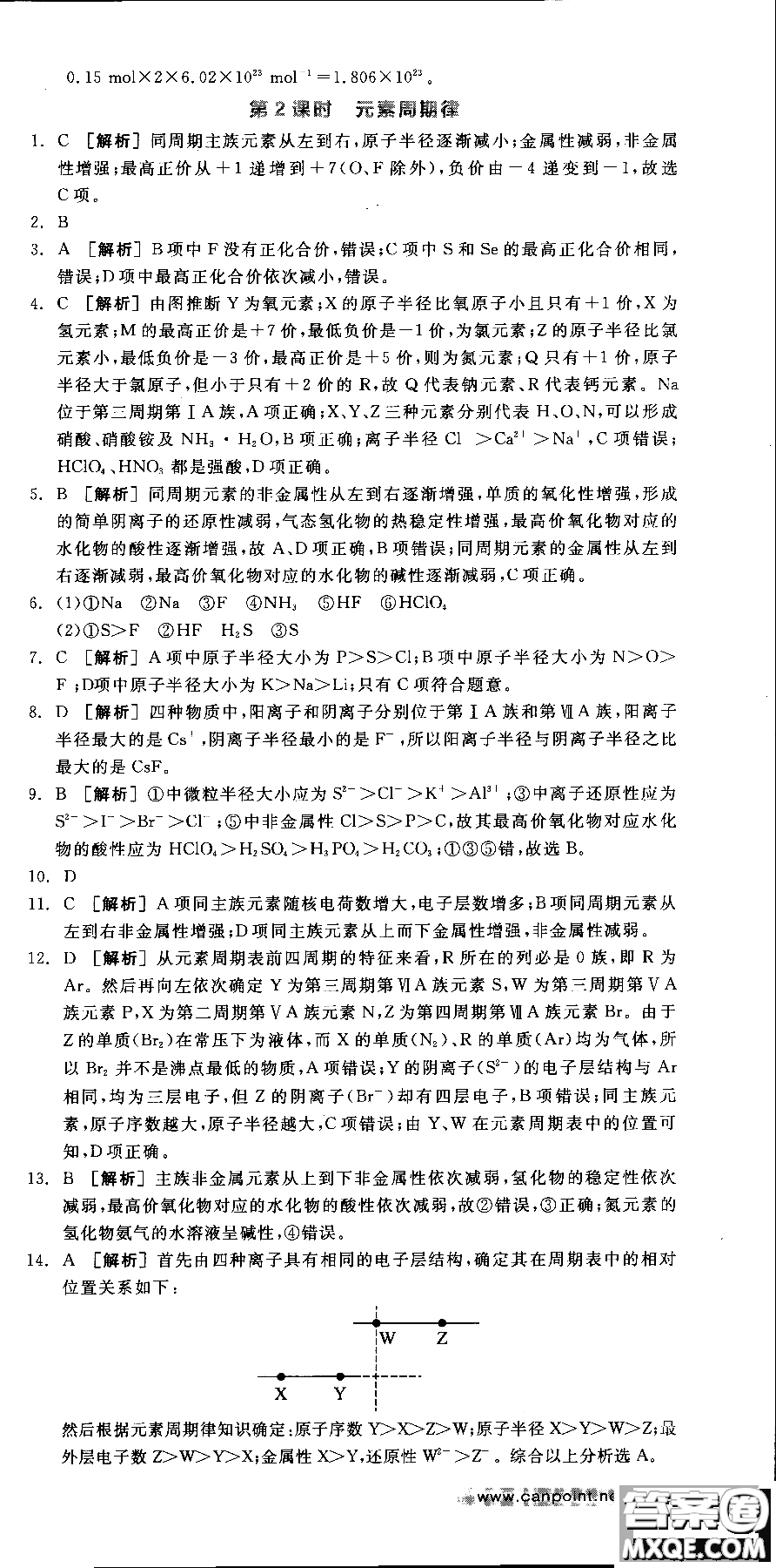 2018全品學練考導(dǎo)學案高中化學必修2新課標RJ參考答案