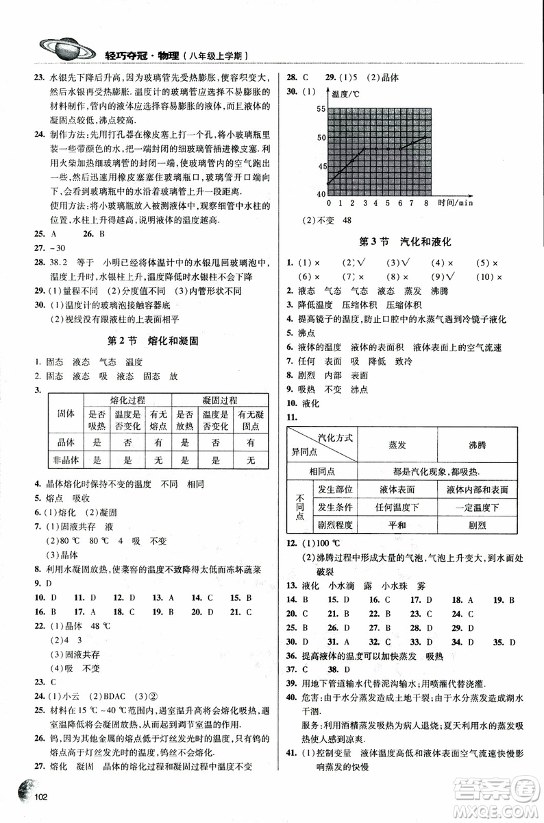 2018年輕巧奪冠物理八年級上冊六三制青島專用9787543637603參考答案