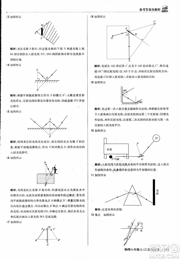 江蘇科技版2018年1+1輕巧奪冠優(yōu)化訓練8年級上冊物理9787552237269參考答案