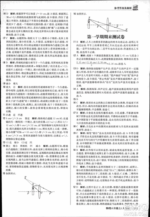 2019版1+1輕巧奪冠優(yōu)化訓(xùn)練9787552237238八年級上冊物理參考答案