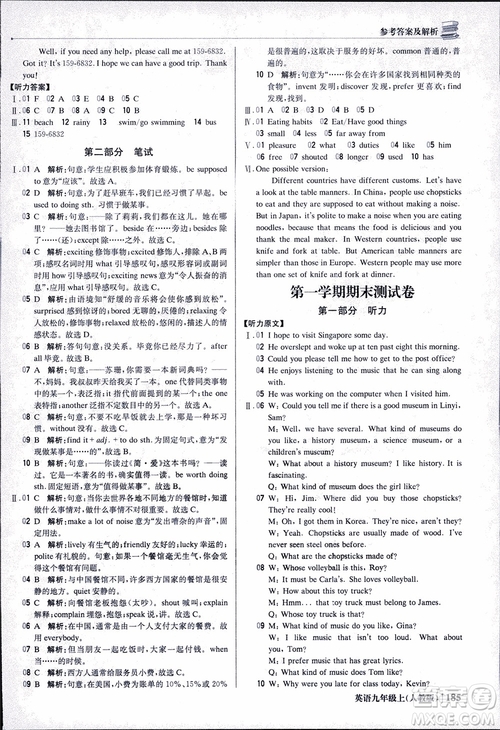 2019版1+1輕巧奪冠優(yōu)化訓(xùn)練九年級(jí)上冊(cè)英語(yǔ)人教版參考答案