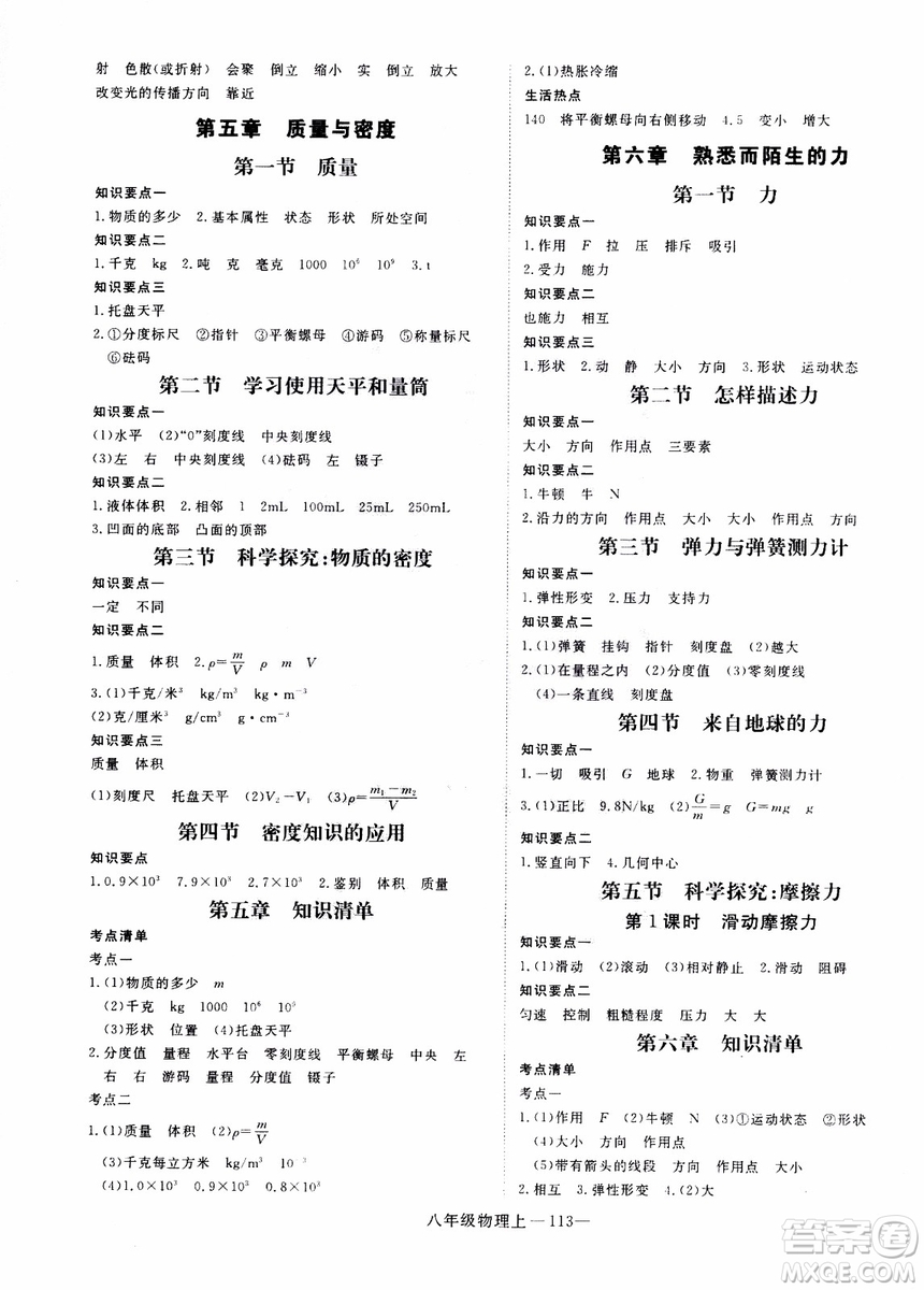 2018秋優(yōu)翼叢書(shū)學(xué)練優(yōu)物理八年級(jí)上滬科版參考答案