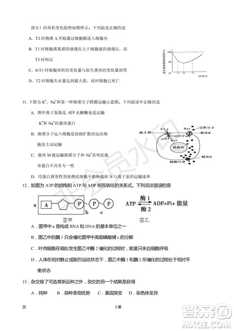 2019屆福建省廈門(mén)外國(guó)語(yǔ)學(xué)校高三11月月考生物試題及答案