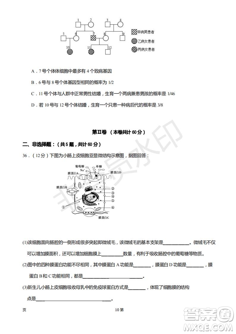 2019屆福建省廈門(mén)外國(guó)語(yǔ)學(xué)校高三11月月考生物試題及答案