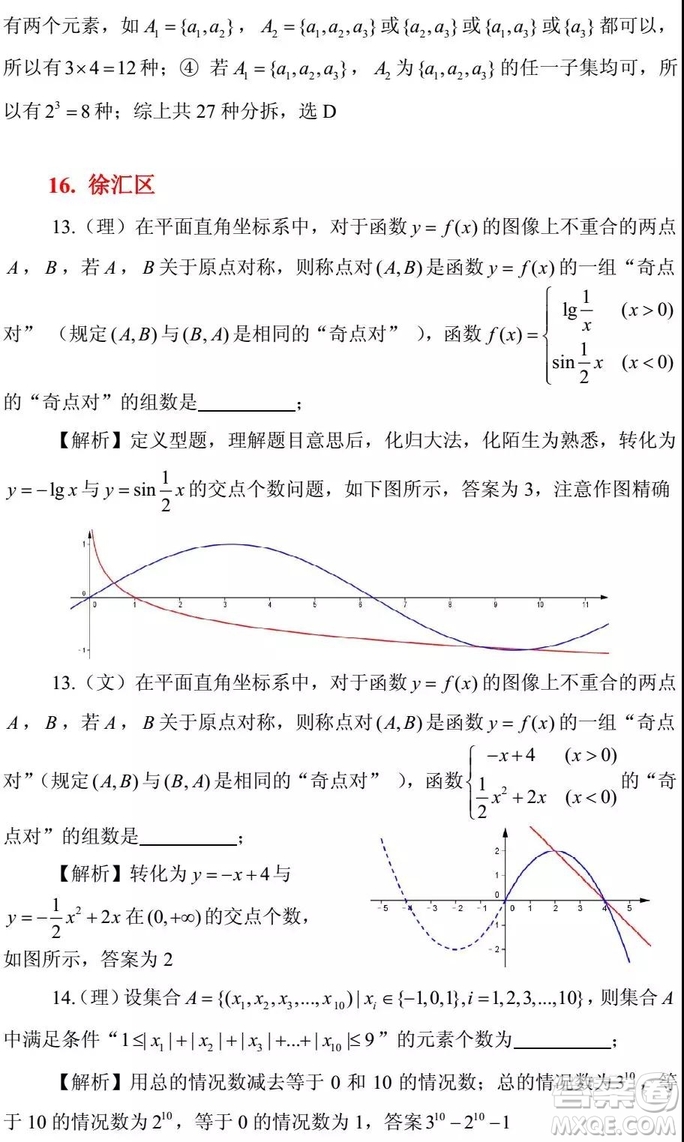 2015-2018年上海高三一模數(shù)學(xué)填選難題解析匯總