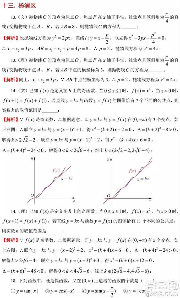 2015-2018年上海高三一模數(shù)學(xué)填選難題解析匯總