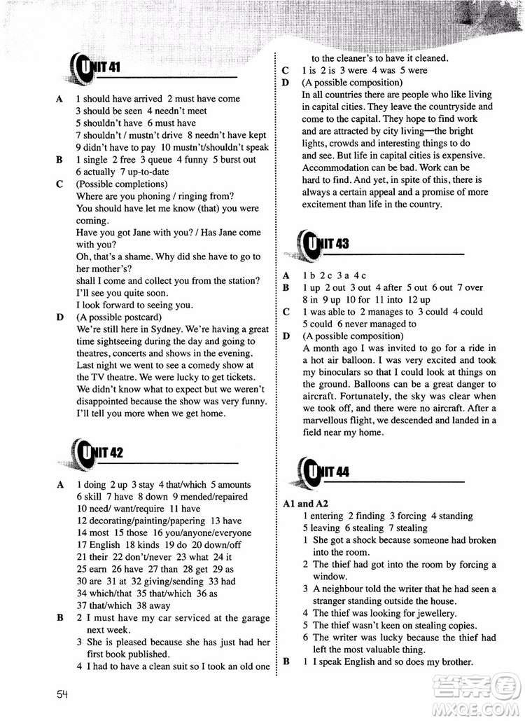 2018年朗文外研社新概念英語青少版練習(xí)冊(cè)5B參考答案