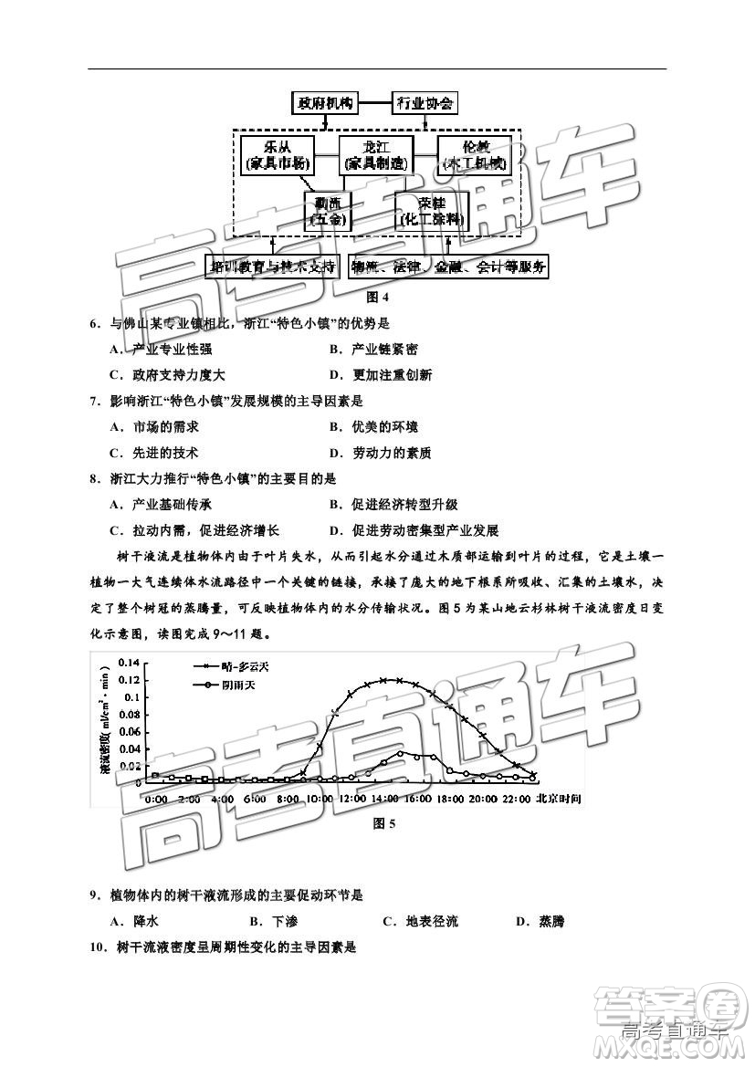 2019寧夏銀川一中高三第四次月考文綜試題及參考答案