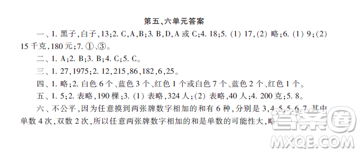 小學(xué)數(shù)學(xué)報(bào)2018四年級(jí)第五六單元測(cè)試答案