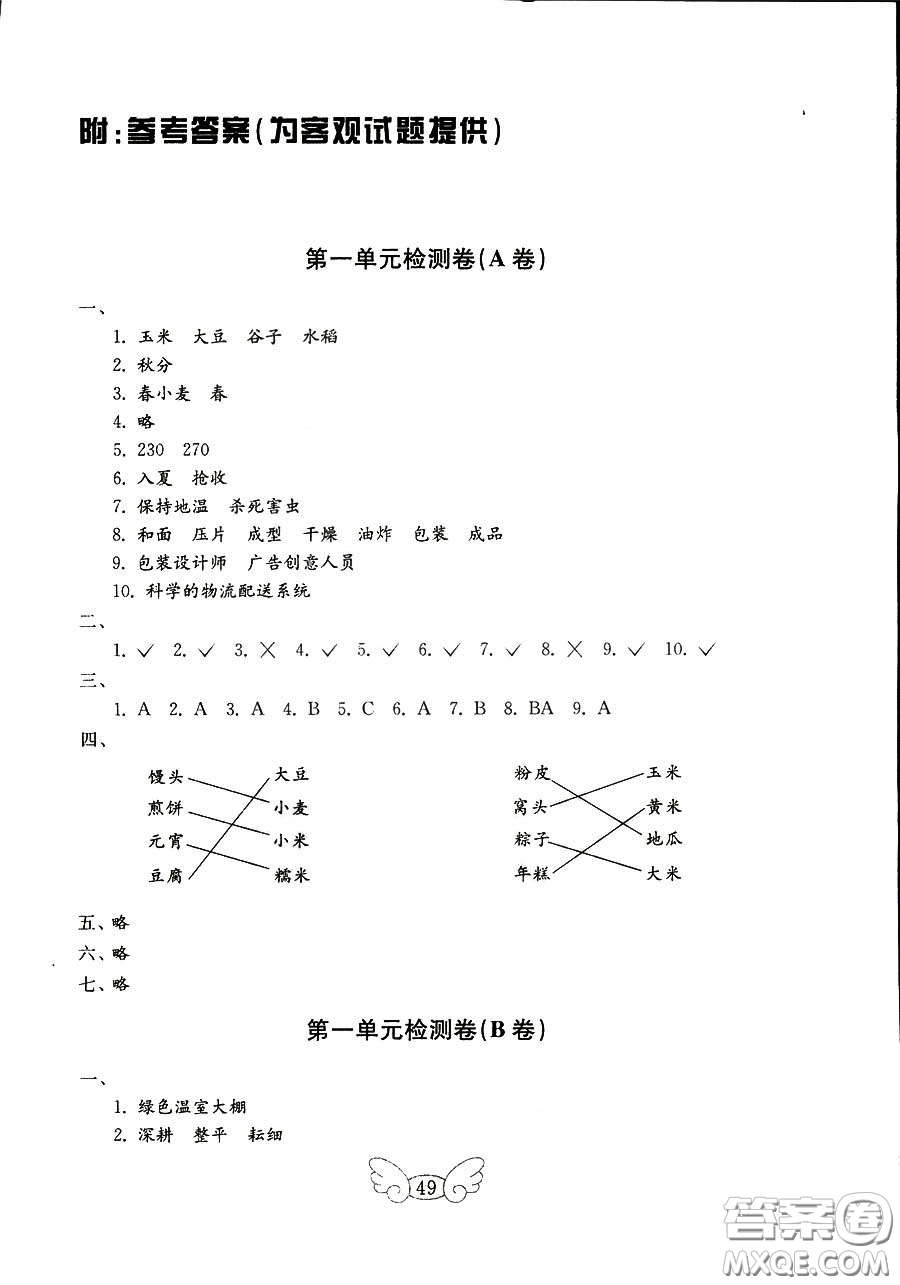 魯人版2018秋小學(xué)品德與社會五年級上冊金鑰匙試卷參考答案