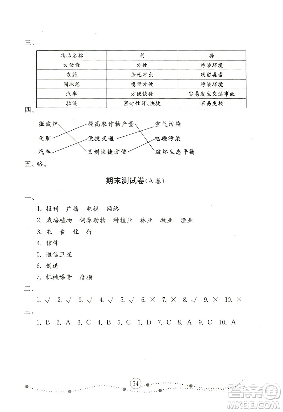 魯人版2018秋小學(xué)品德與社會五年級上冊金鑰匙試卷參考答案