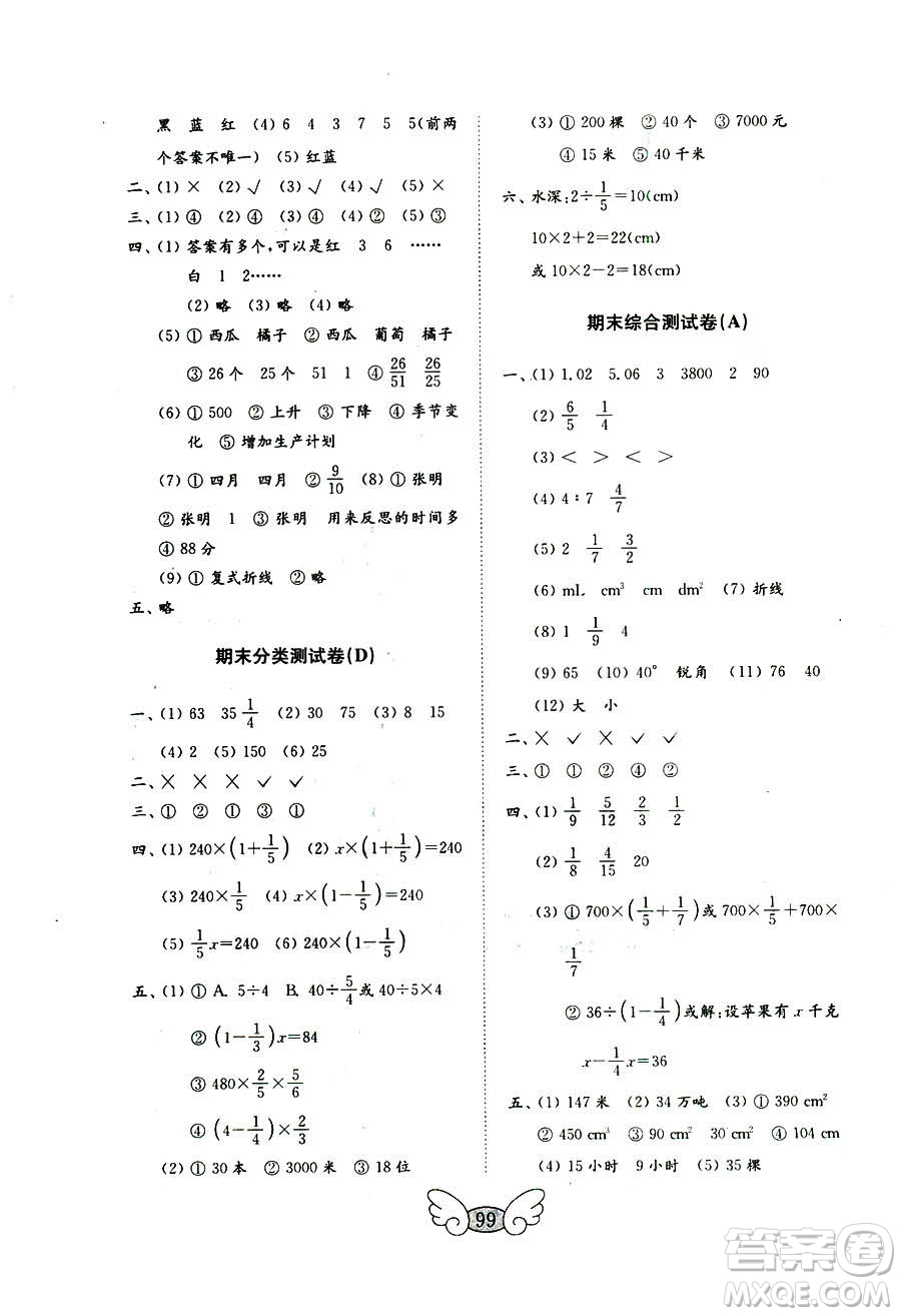 9787532855216五四制2018秋數(shù)學(xué)五年級(jí)上冊金鑰匙試卷參考答案