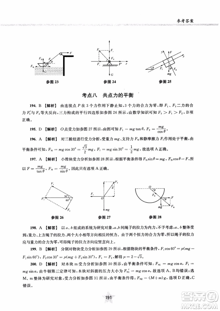 交大之星2019版直擊名校高中物理300題力學(xué)一參考答案