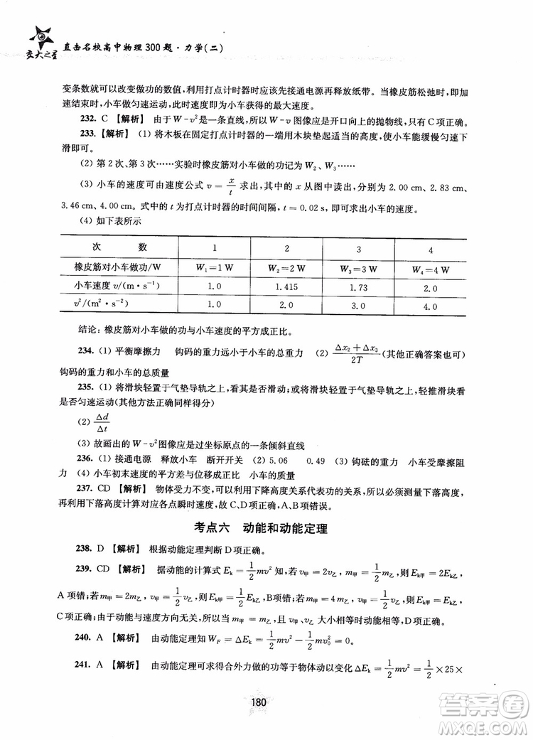 交大之星2019版直擊名校高中物理300題力學(xué)二參考答案