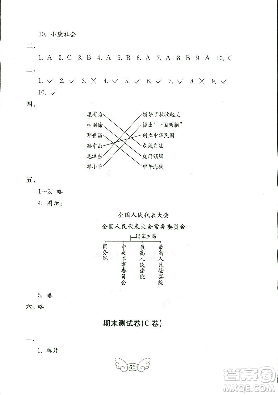 9787532850495魯人版品德與社會六年級上冊金鑰匙試卷2018秋答案