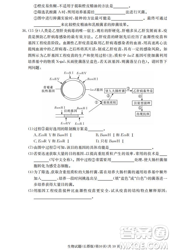 湖南省長(zhǎng)郡中學(xué)2019屆高三12月月考生物試題及答案