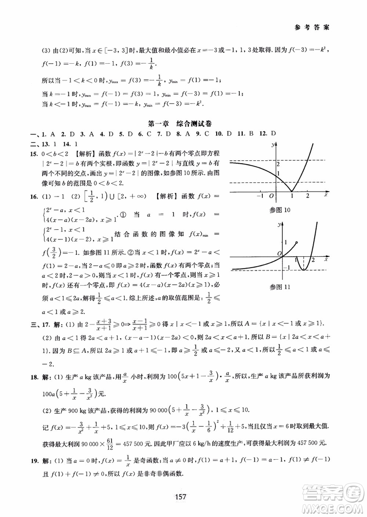 交大之星2018年直擊名校高中數(shù)學(xué)300題函數(shù)與導(dǎo)數(shù)專(zhuān)項(xiàng)集訓(xùn)參考答案