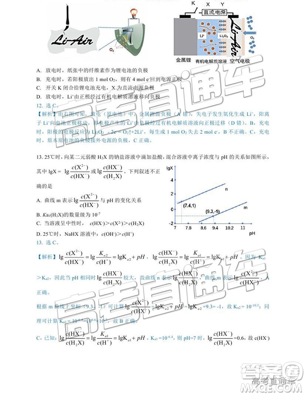 2019成都石室中學一診模擬理綜參考答案