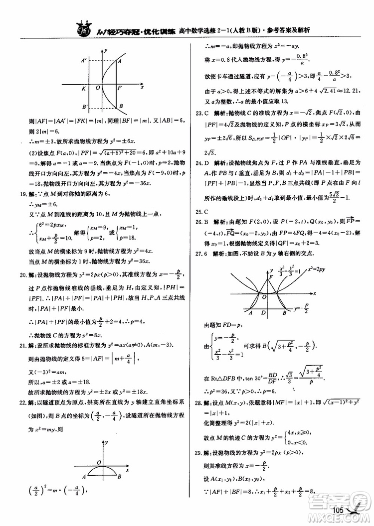 2018年1+1輕巧奪冠優(yōu)化訓(xùn)練人教B版RJ高中數(shù)學(xué)選修2-1參考答案