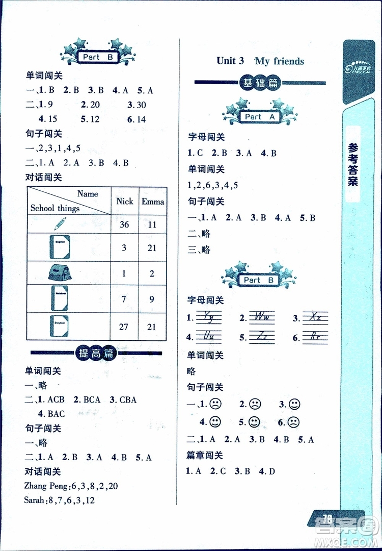 2018年小學四年級上冊長江全能學案英語聽力訓練人教版9787540324261參考答案