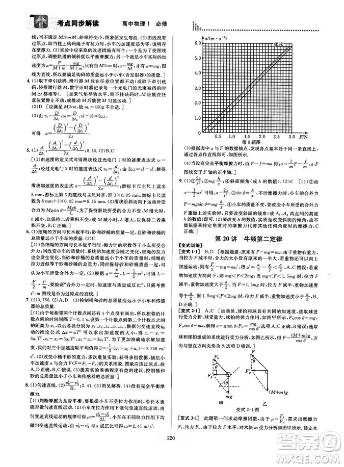 2018新版考點(diǎn)同步解讀高中物理1必修第五版參考答案