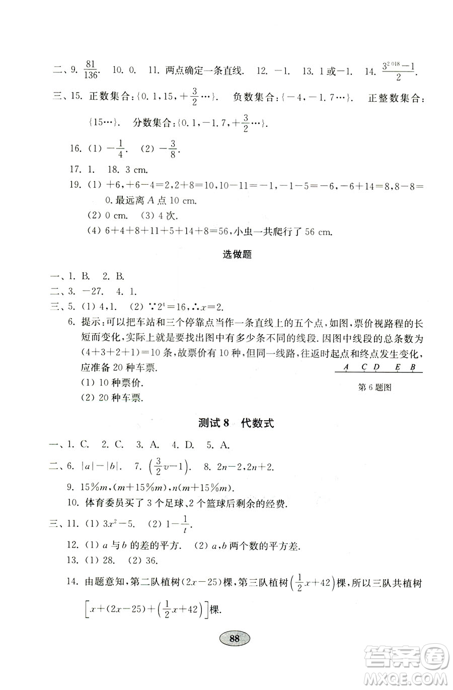 9787532873579數(shù)學(xué)七年級(jí)上冊(cè)青島版2018秋金鑰匙試卷答案