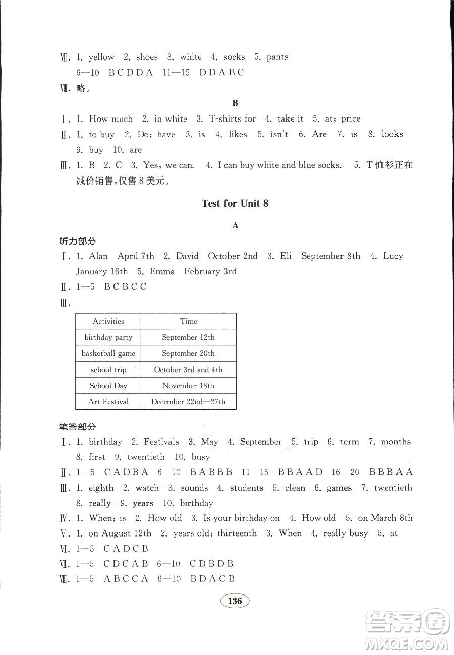 2018秋金鑰匙試卷英語新目標人教版七年級上冊9787532872855參考答案