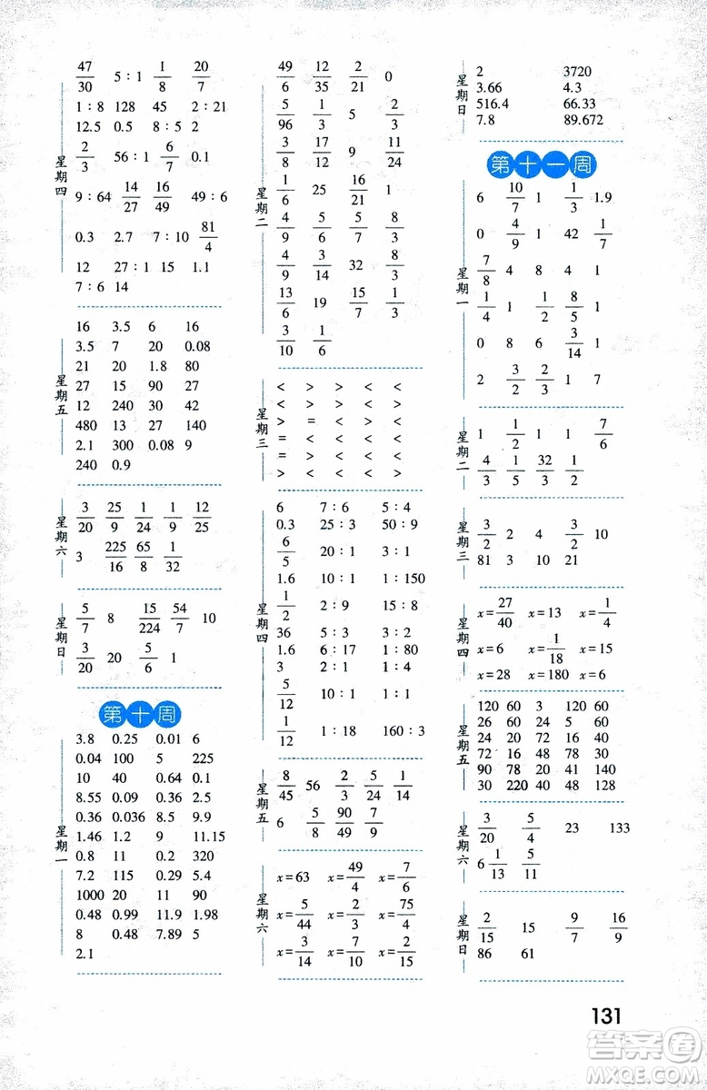 2018年修訂版經(jīng)綸學(xué)典口算達人六年級數(shù)學(xué)上冊江蘇國際參考答案