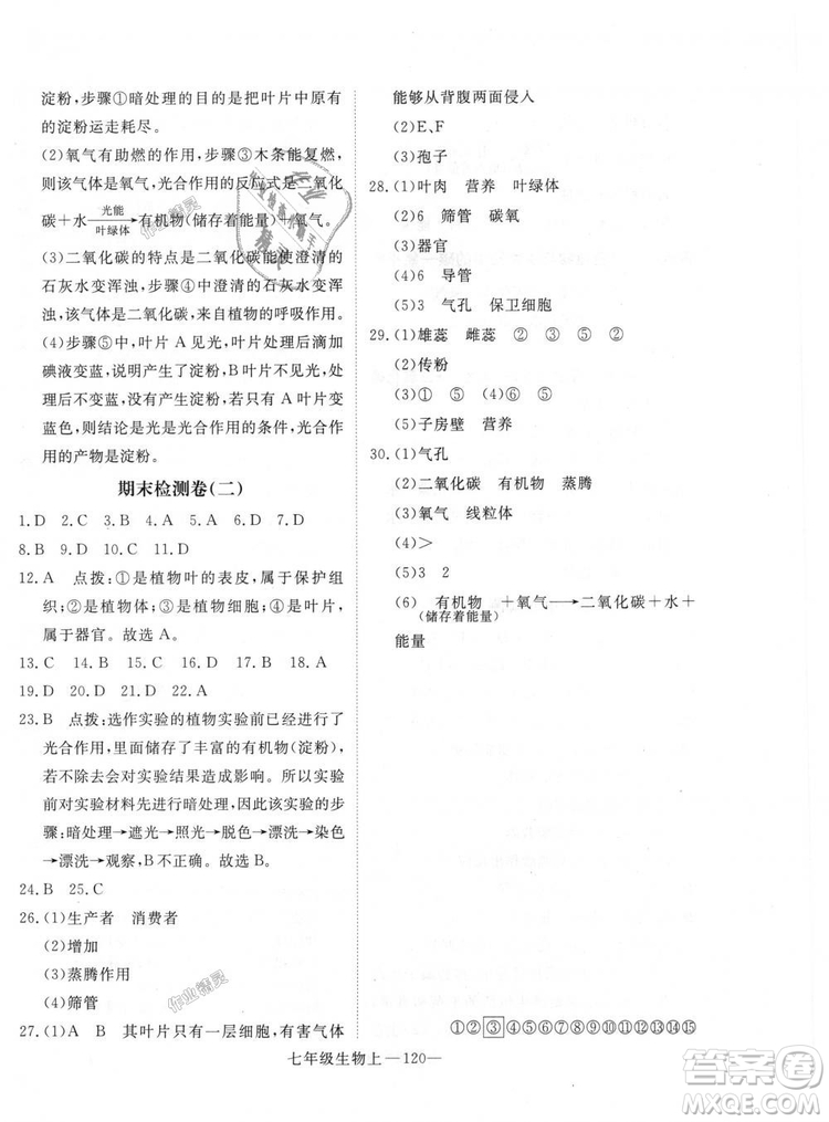 2018秋優(yōu)翼叢書學(xué)練優(yōu)生物七年級上冊9787543083714RJ人教版答案