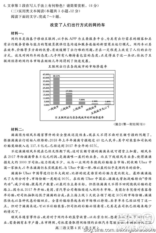 四川省樂山市高2019屆高三一診語文試題及參考答案