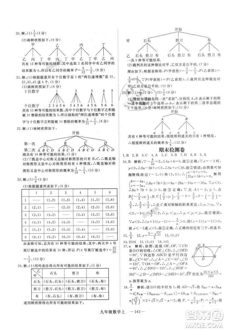 人教版優(yōu)翼叢書2018秋版學練優(yōu)九年級數(shù)學上冊RJ參考答案