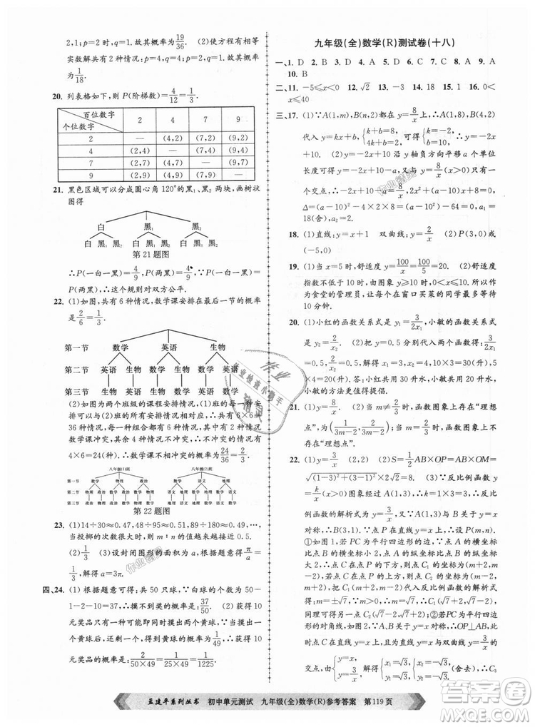 人教版R2018秋孟建平9787517809005初中單元測試九年級全一冊數(shù)學答案