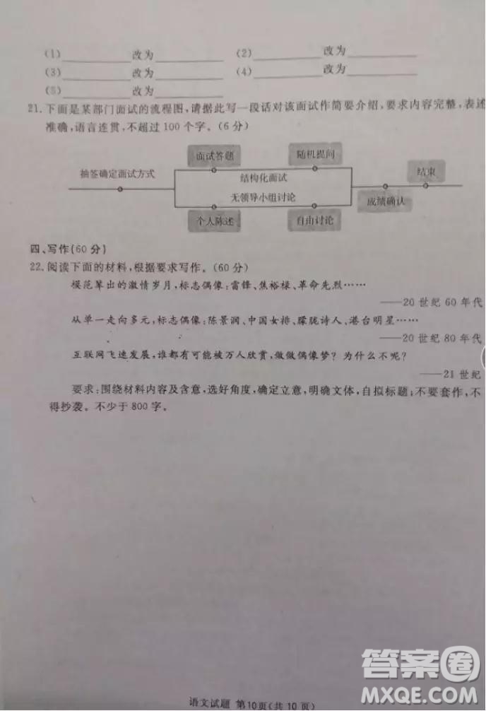 2019四川省眉山、遂寧、廣安、內(nèi)江四市聯(lián)考語文試題及答案