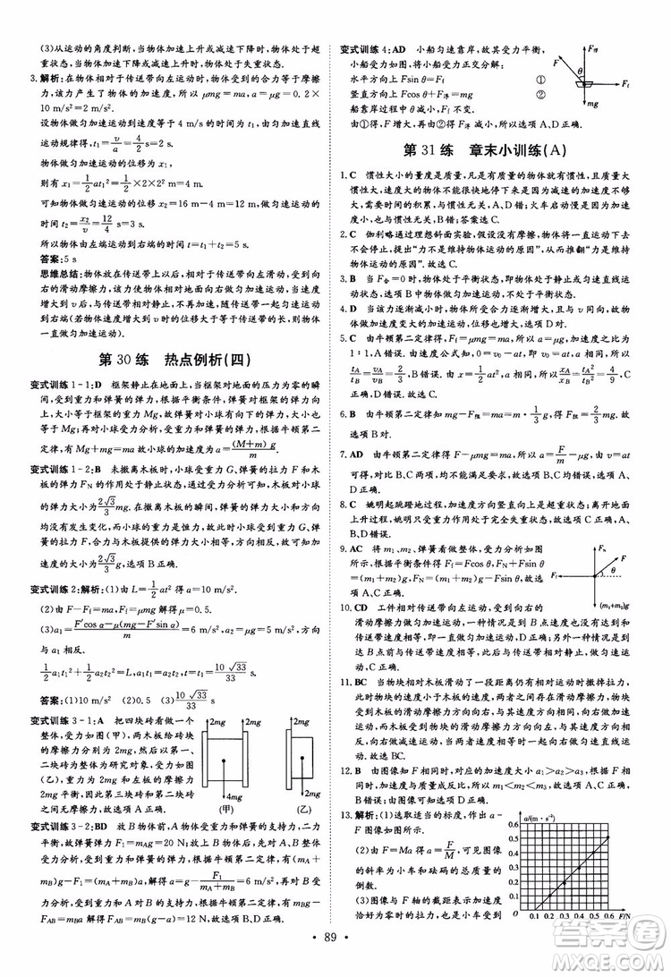 導(dǎo)與練2018年高中同步小題巧練必修1物理人教版參考答案