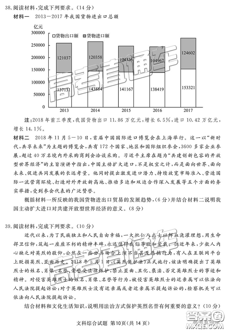 2019四川省眉山、遂寧、廣安、內(nèi)江四市聯(lián)考文綜試題及參考答案