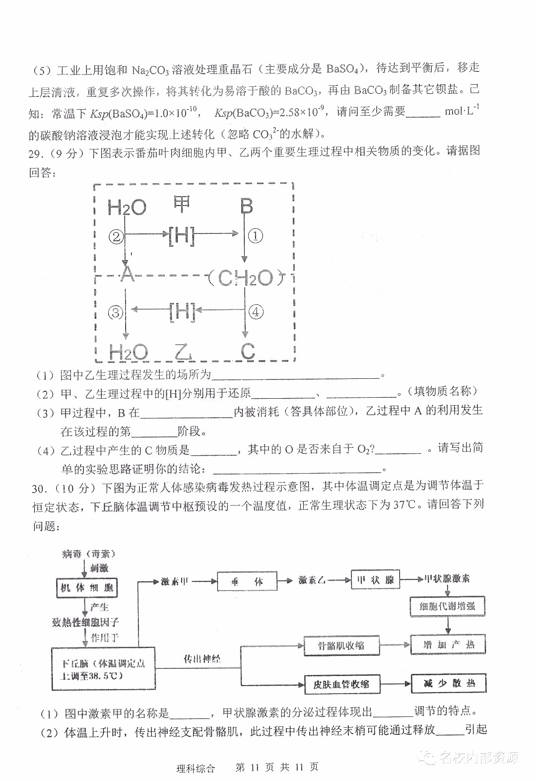 哈三中2018-2019學(xué)年度高三上期末測試?yán)砭C試卷及答案