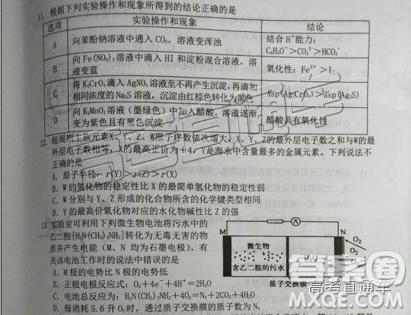 2019屆高三惠州三調(diào)理綜試題及參考答案