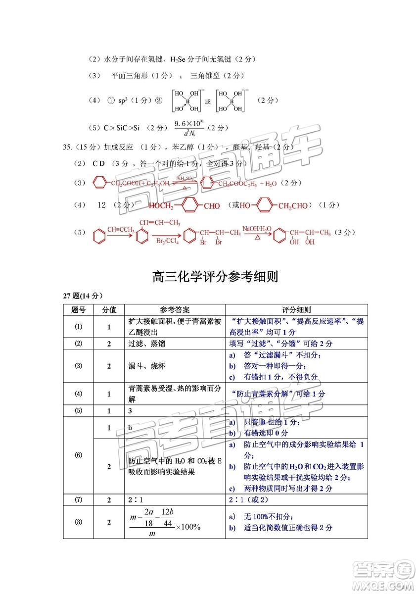 2019屆高三惠州三調(diào)理綜試題及參考答案