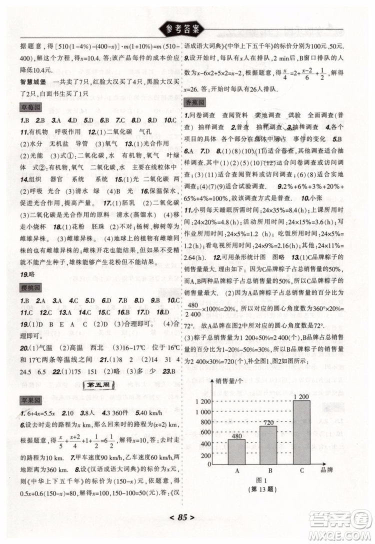 2019年寒假樂園七年級(jí)理科版JZ參考答案