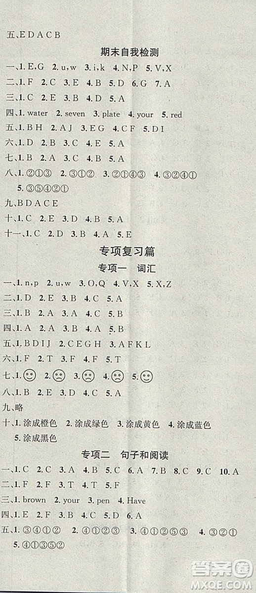 學(xué)習(xí)總動(dòng)員2019春寒假總復(fù)習(xí)三年級(jí)英語(yǔ)人教PEP版答案