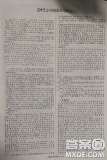 2019高考語(yǔ)文核按鈕綜合訓(xùn)練全國(guó)課標(biāo)卷B版答案