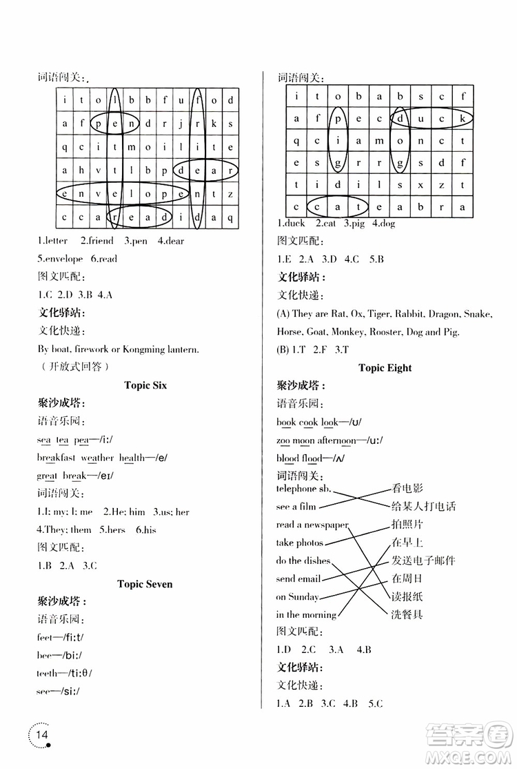 遼寧師范大學出版社2019年寒假樂園1英語六年級參考答案