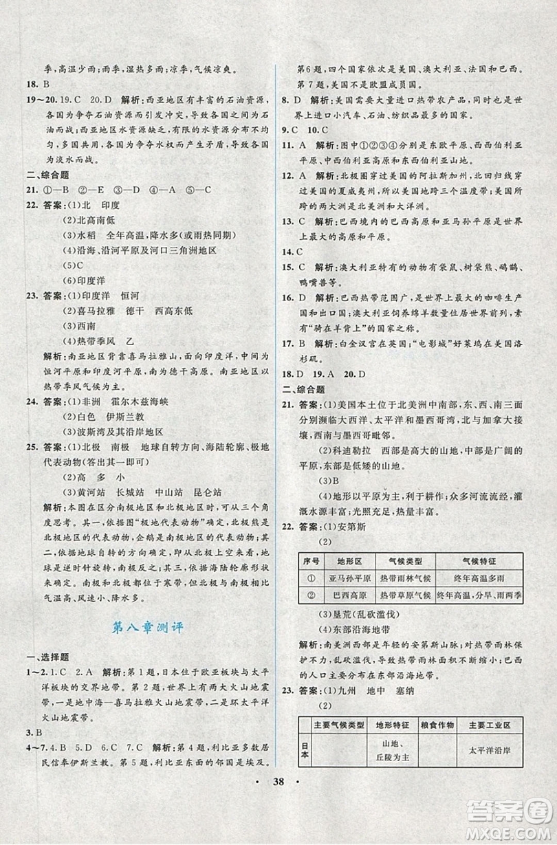 志鴻優(yōu)化系列叢書2019初中同步學考優(yōu)化設計地理七年級下冊湘教XJ版答案