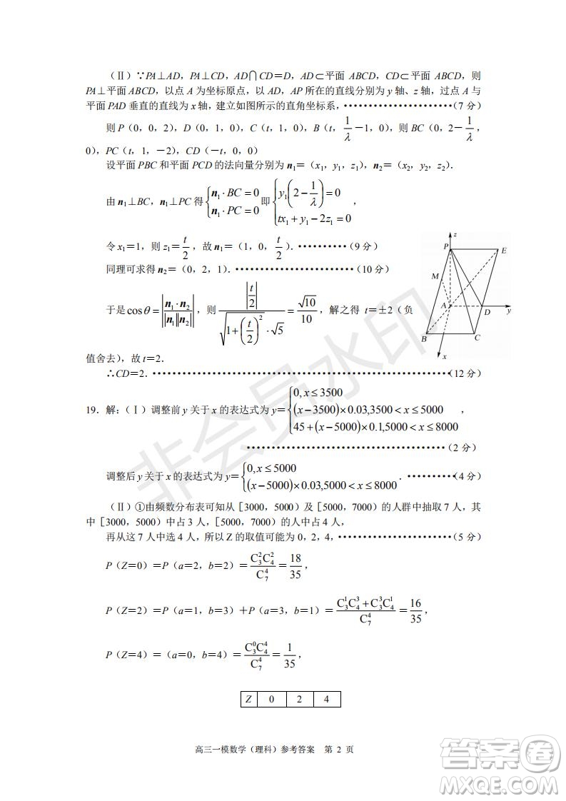 湖南省長沙市長郡中學(xué)2019屆高三下學(xué)期第一次適應(yīng)性考試?yán)砜茢?shù)學(xué)試題及答案