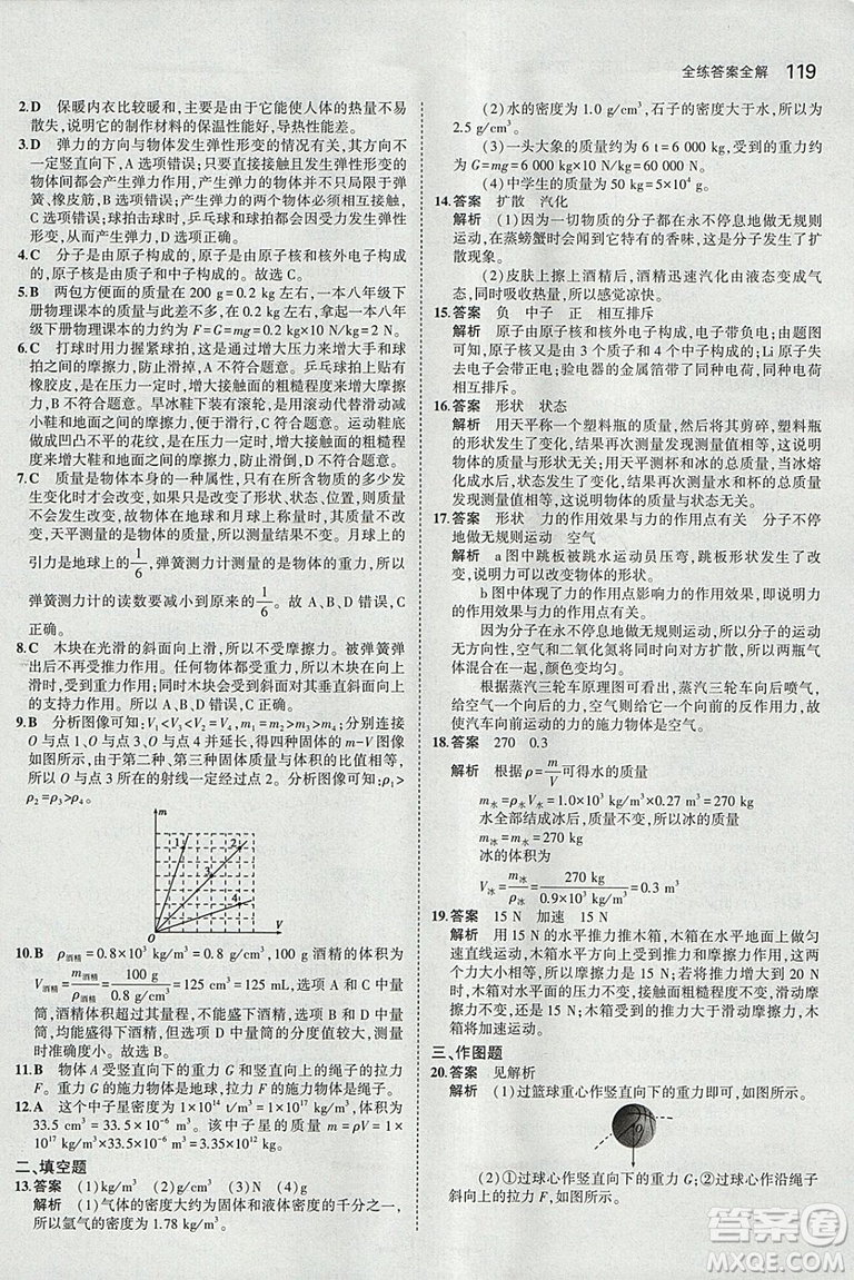 曲一線科學(xué)備考2019版5年中考3年模擬八年級(jí)下冊(cè)物理蘇科版參考答案