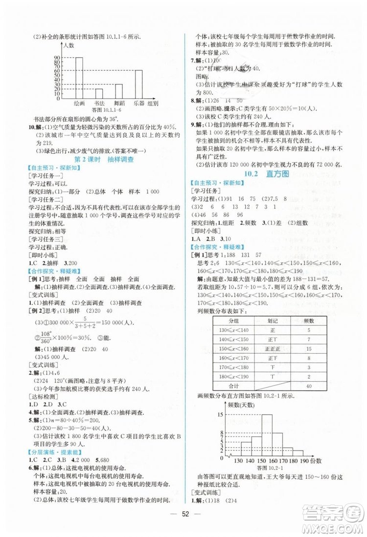 人教版2019年同步學(xué)歷案課時(shí)練數(shù)學(xué)七年級下冊參考答案