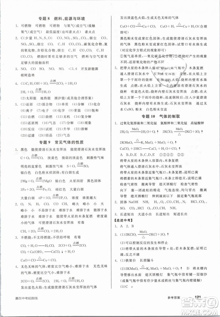 2019人教版全品作業(yè)本九年級(jí)化學(xué)下冊新課標(biāo)RJ陽光出版社參考答案