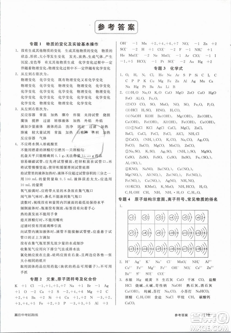 2019人教版全品作業(yè)本九年級(jí)化學(xué)下冊新課標(biāo)RJ陽光出版社參考答案