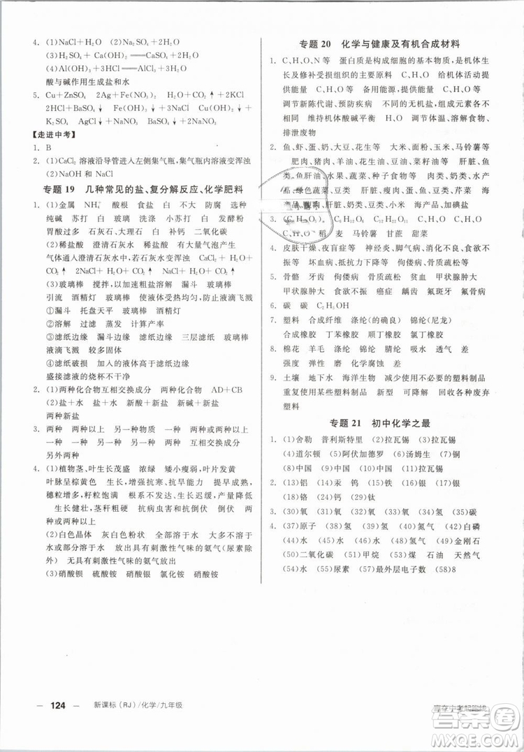 2019人教版全品作業(yè)本九年級(jí)化學(xué)下冊新課標(biāo)RJ陽光出版社參考答案